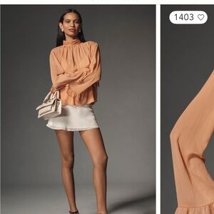 By Anthropologie Long Sleeve High Neck Blouse L